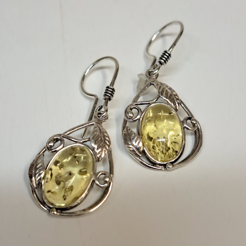 Click to view detail for HW-500 Earrings, Amber Lemon Oval $51
